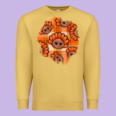 Thanksgiving Turkey With Tartan Patch Premium Sweatshirt Designed By Bundleandbundleshop