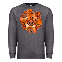 Charcoal Heather Thanksgiving Turkey With Tartan Patch Premium Sweatshirt - BundleAndBundleShop