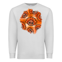 Dove Grey Thanksgiving Turkey With Tartan Patch Premium Sweatshirt - BundleAndBundleShop