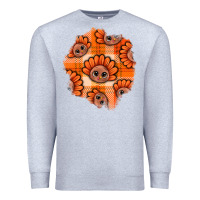 Heather Grey Thanksgiving Turkey With Tartan Patch Premium Sweatshirt - BundleAndBundleShop