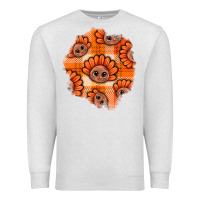 Oatmeal Heather Thanksgiving Turkey With Tartan Patch Premium Sweatshirt - BundleAndBundleShop