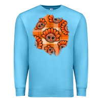 Ocean Blue Thanksgiving Turkey With Tartan Patch Premium Sweatshirt - BundleAndBundleShop