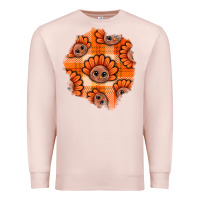 Pale Pink Thanksgiving Turkey With Tartan Patch Premium Sweatshirt - BundleAndBundleShop
