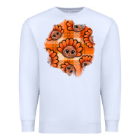 White Thanksgiving Turkey With Tartan Patch Premium Sweatshirt - BundleAndBundleShop