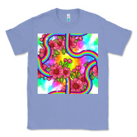 Colony Blue tie dye floral seamless pattern Classic Tee - BundleAndBundleShop