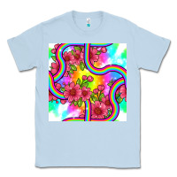 Dusty Blue tie dye floral seamless pattern Classic Tee - BundleAndBundleShop