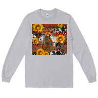 Moon Dust western horse with sunflowers and aztec leopard cowhide Long Sleeve Tee - Artiststas