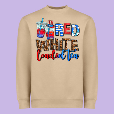Red Whıte Loaded Tea Heavyweight Sweatshirt Designed By Adodesignshop