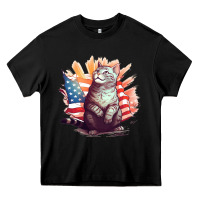 Black cat8 Heavy Core Tee - Unal Design