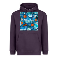 Plum winter frosty coffee cups and snow seamless pattern bbs Heavyweight Hoodie - BundleAndBundleShop