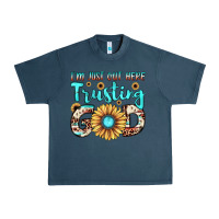 Midnight Navy i'm just out here trusting god Urban Heavy Tee - JahusDesignShop