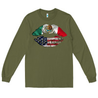 Army Green mexico usa lips Long Sleeve Tee - AdoDesignShop