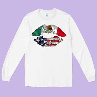 Mexico Usa Lips Long Sleeve Tee Designed By Adodesignshop