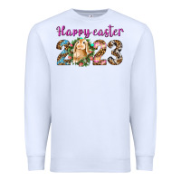 White Happy Easter 2023 Premium Sweatshirt - BundleAndBundleShop