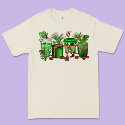 T  Rex Coffee Cups Premium Tee Designed By Texasbilliewilder