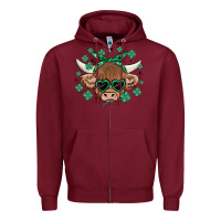 Burgundy st patrick's day cow Zipper Hoodie - MaliasSmallBusiness