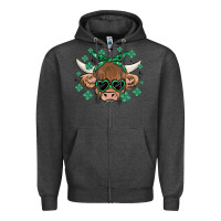 Charcoal Heather st patrick's day cow Zipper Hoodie - MaliasSmallBusiness