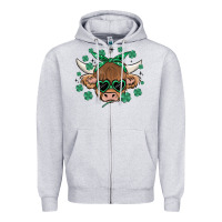 Heather Grey st patrick's day cow Zipper Hoodie - MaliasSmallBusiness