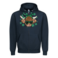 Navy st patrick's day cow Zipper Hoodie - MaliasSmallBusiness