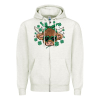 Oatmeal Heather st patrick's day cow Zipper Hoodie - MaliasSmallBusiness