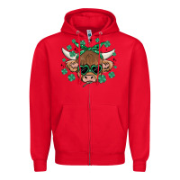 Red st patrick's day cow Zipper Hoodie - MaliasSmallBusiness