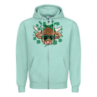 Seafoam st patrick's day cow Zipper Hoodie - MaliasSmallBusiness