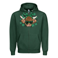 Sports Green st patrick's day cow Zipper Hoodie - MaliasSmallBusiness