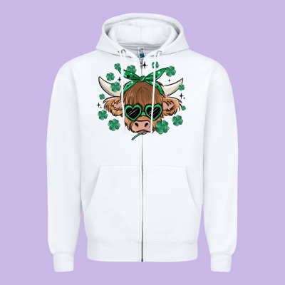 St Patrick's Day Cow Zipper Hoodie Designed By Maliassmallbusiness