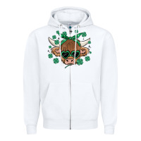 White st patrick's day cow Zipper Hoodie - MaliasSmallBusiness