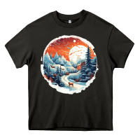 Asphalt deer snow house design Heavy Core Tee - Unal Design