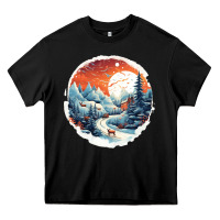 Black deer snow house design Heavy Core Tee - Unal Design