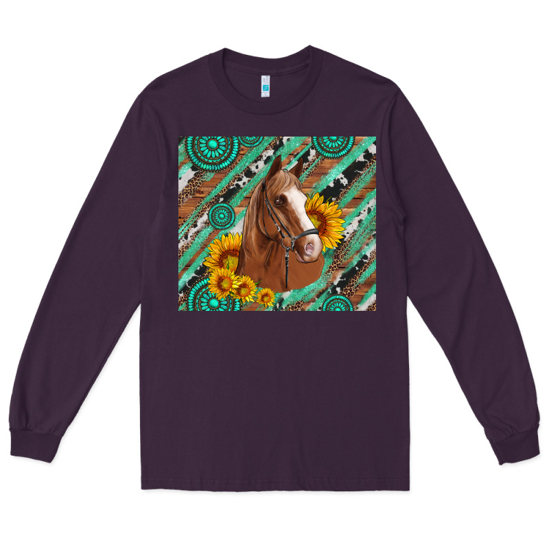 Western Horse With Gemstone And Sunflower Long Sleeve Tee by Artiststas | Teevron