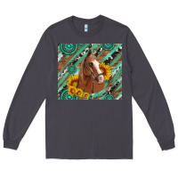 Smoke western horse with gemstone and sunflower Long Sleeve Tee - Artiststas