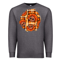 Charcoal Heather Thanksgiving Turkey With Tartan Patch Premium Sweatshirt - BundleAndBundleShop