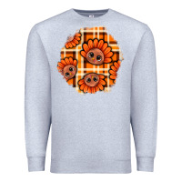 Heather Grey Thanksgiving Turkey With Tartan Patch Premium Sweatshirt - BundleAndBundleShop