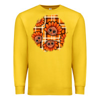 Lemon Thanksgiving Turkey With Tartan Patch Premium Sweatshirt - BundleAndBundleShop