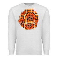 Oatmeal Heather Thanksgiving Turkey With Tartan Patch Premium Sweatshirt - BundleAndBundleShop