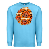 Ocean Blue Thanksgiving Turkey With Tartan Patch Premium Sweatshirt - BundleAndBundleShop