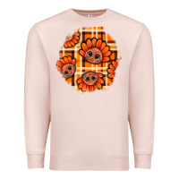 Pale Pink Thanksgiving Turkey With Tartan Patch Premium Sweatshirt - BundleAndBundleShop