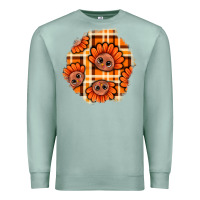 Seafoam Thanksgiving Turkey With Tartan Patch Premium Sweatshirt - BundleAndBundleShop