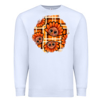 White Thanksgiving Turkey With Tartan Patch Premium Sweatshirt - BundleAndBundleShop