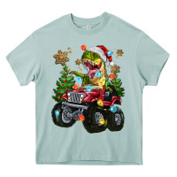 Christmas T-rex With Monster Truck Heavy Core Tee | Teevron