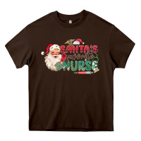 Chocolate Brown Santa's Favorite Nurse Heavy Core Tee - MaliasSmallBusiness