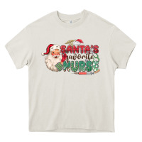 Cream Santa's Favorite Nurse Heavy Core Tee - MaliasSmallBusiness