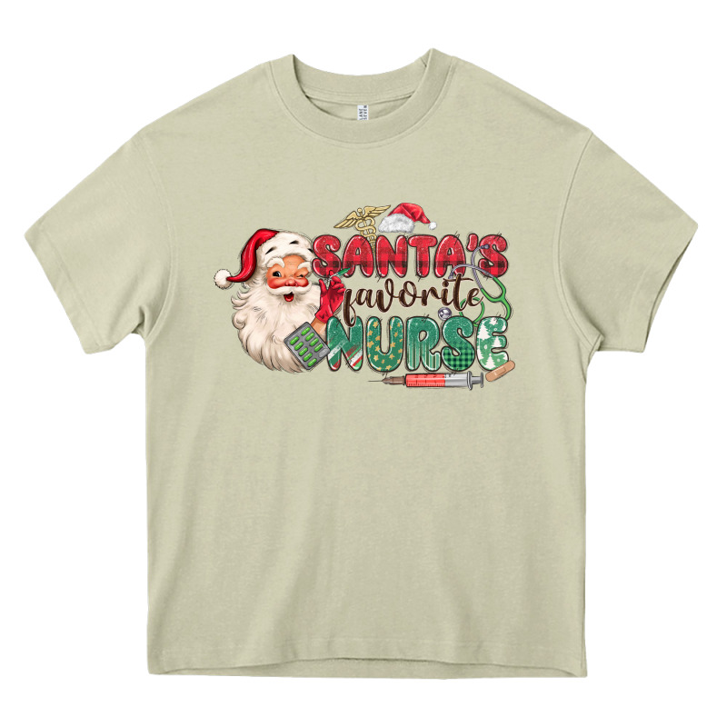 Santa's Favorite Nurse Heavy Core Tee by MaliasSmallBusiness | Teevron