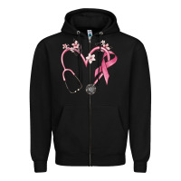 Black stethoscope nurse medical breast cancer awareness Zipper Hoodie - MaliasSmallBusiness