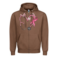Chestnut stethoscope nurse medical breast cancer awareness Zipper Hoodie - MaliasSmallBusiness