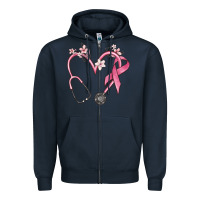 Navy stethoscope nurse medical breast cancer awareness Zipper Hoodie - MaliasSmallBusiness