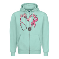 Seafoam stethoscope nurse medical breast cancer awareness Zipper Hoodie - MaliasSmallBusiness