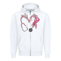 White stethoscope nurse medical breast cancer awareness Zipper Hoodie - MaliasSmallBusiness